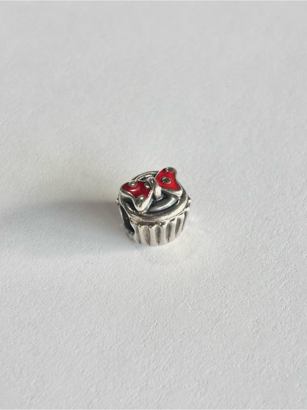 Pandora Sterling-Style Minnie Cupcake Charm with Red Enamel